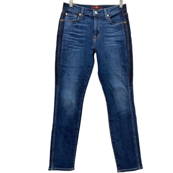 7 For All Mankind Two Tone Skinny Ankle Jeans Size 27 NWOT - Picture 2 of 8